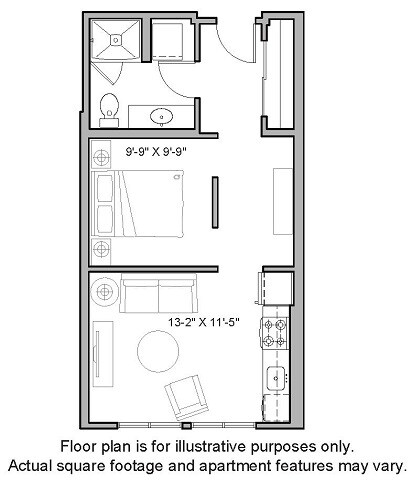 O4 1 Bed South S507 floor plan